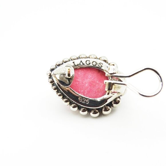 LAGOS Maya Sterling Silver Rhodochrosite Faceted Doublets Large Earrings - Picture 8 of 10